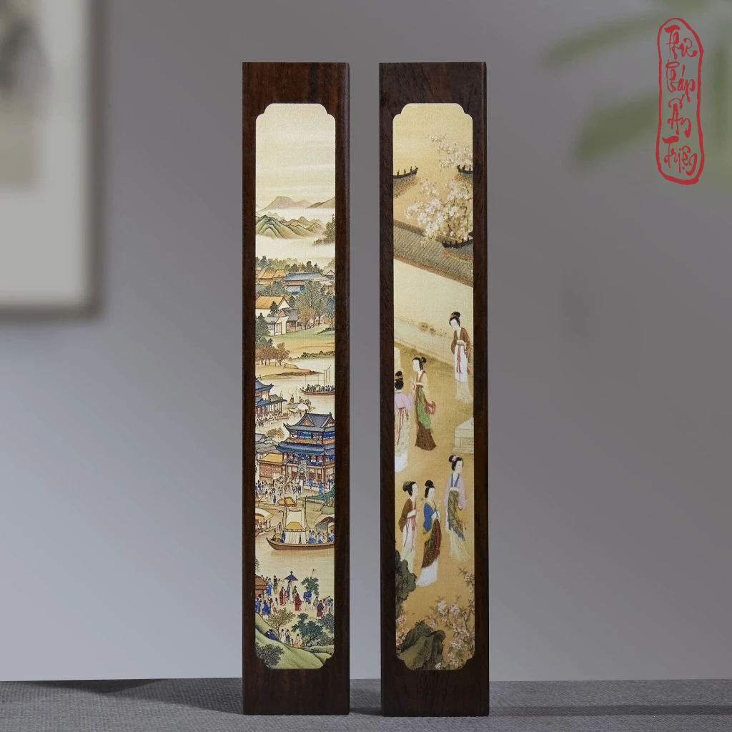 Chặn Giấy Gỗ Cẩm Thị Bách Hoạ Đồ Chặn Thước Kẻ Văn Phòng Tứ Bảo Viết Thư Pháp Decor Bàn Luyện Chữ - Hình ảnh 9