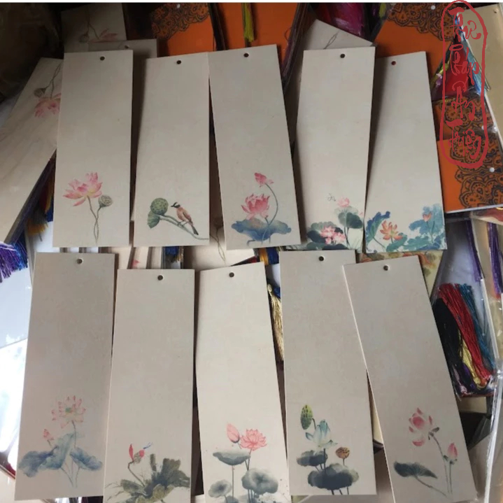 10 tờ liễn mini thiếp cứng in thủy mặc viết chữ vẽ tranh treo trang trí làm bookmark - Hình ảnh 9